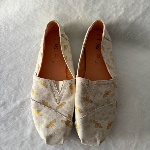 Toms Women’s Birch Foil Bumble Bee Apargata Slip On Shoes 9 limited Edition - Picture 3 of 9